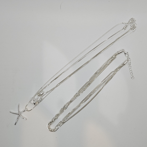 Silver Starfish Multi-Layer Necklace Set - Picture 9 of 11